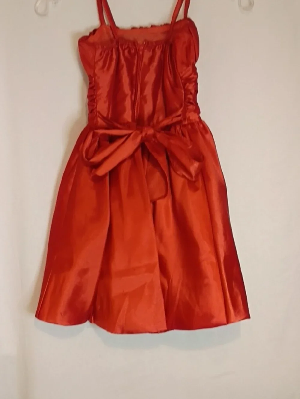 Elegant Girls' Orange Polyester Spaghetti-Strap Party Dress Size 5-6